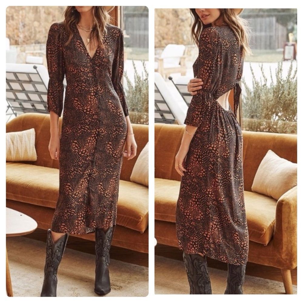Saltwater Luxe Brinley midi cutout back dress size XS